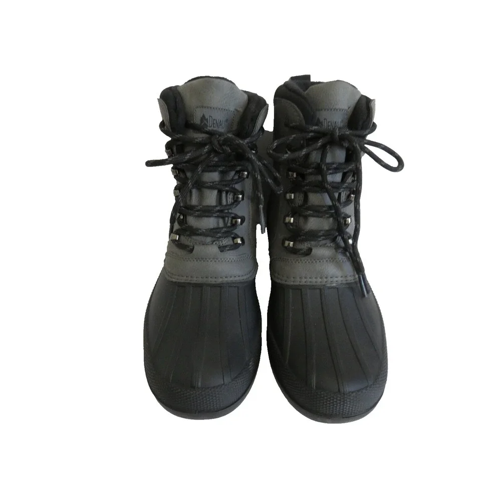 DENALI Winter Duck Boots Expedition Black‎ Rubber & Gray Leather Men's 8 EU 40.5